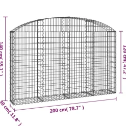 Hot FinePRICE Kaareva kivikori 200x30x120/140 cm galvanoitu rauta (53466)