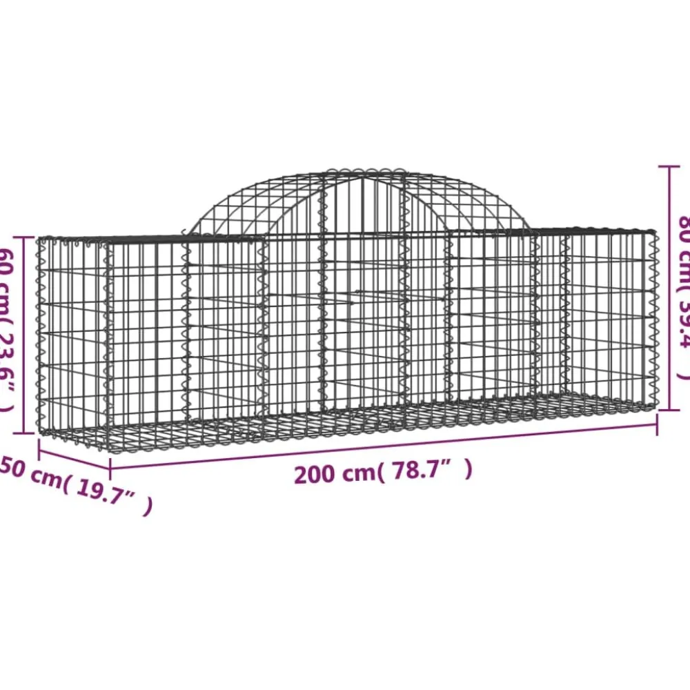 Sale FinePRICE Kaarevat kivikorit 2 kpl 200x30x40/60 cm galvanoitu rauta (46047)