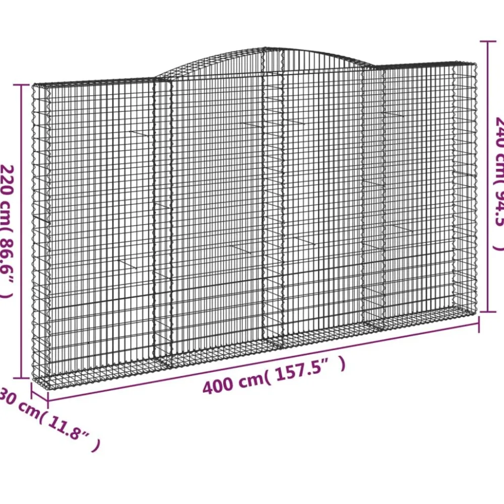 Sale FinePRICE Kaarevat kivikorit 2 kpl 200x30x40/60 cm galvanoitu rauta (46047)