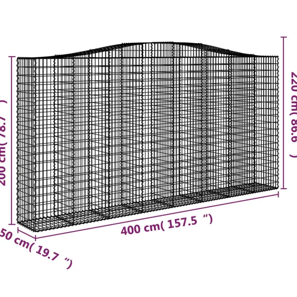 Online FinePRICE Kaarevat kivikorit 2 kpl 400x50x200/220 cm galvanoitu rauta (46021)