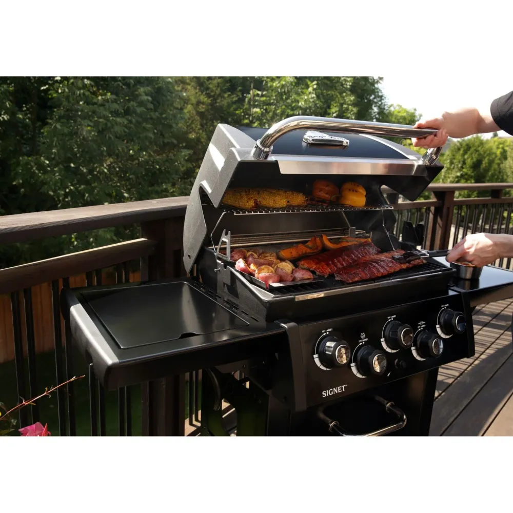 Hot Broil King Kaasugrilli Signet 390 Shadow, 3 poltinta, sivukeitin, varraspaahdin