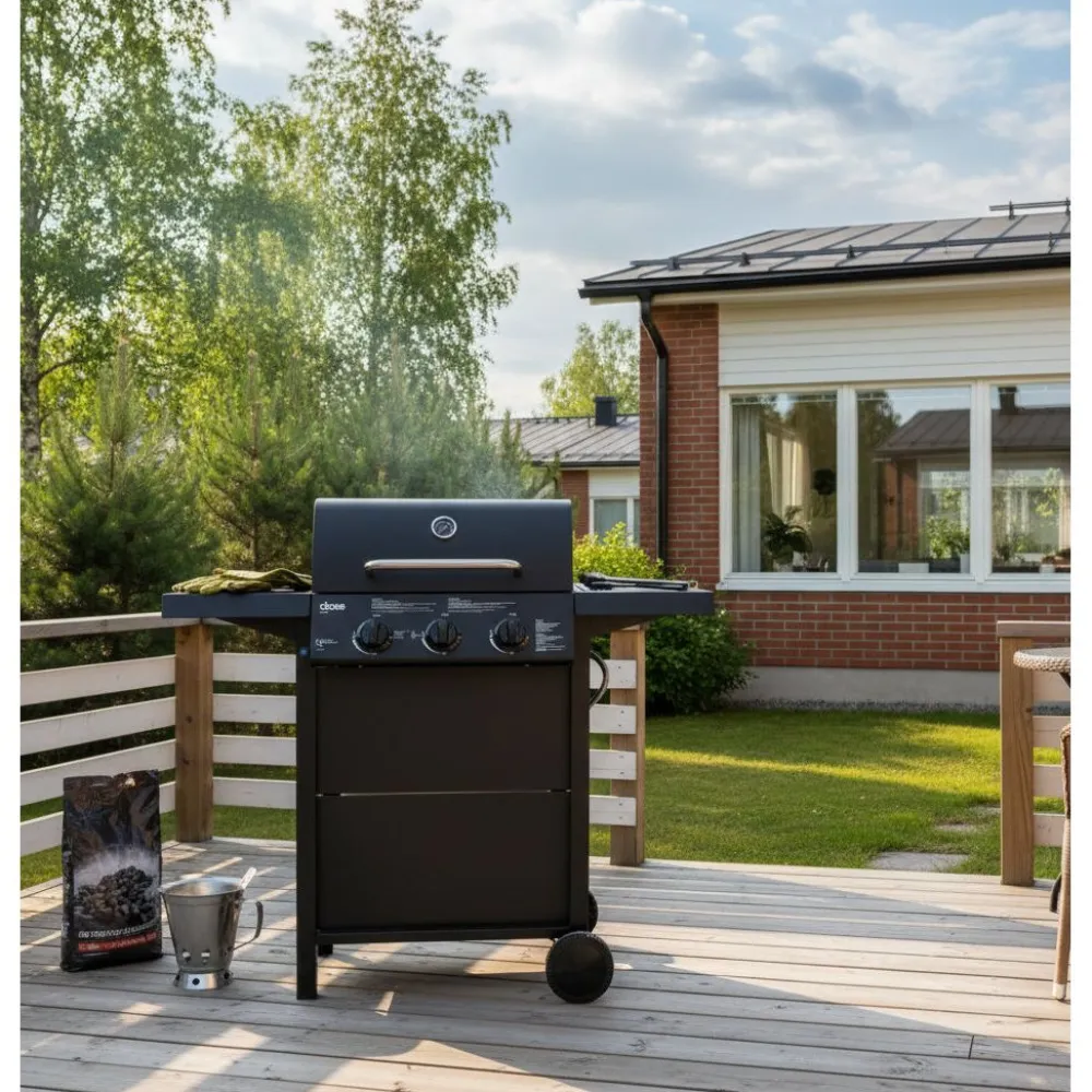 Discount Dose Kaasugrilli Barbeque 10139, 3 poltinta, musta