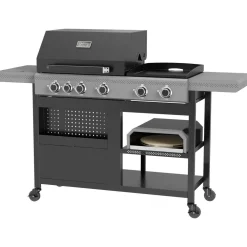 Sale Easy Cooking Kaasugrilli 3in1, 5 poltinta, sivukeitin, plancha, pizzauuni, musta