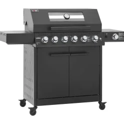 Outlet Kobe Kaasugrilli Premium 6+1, 5 poltinta, sivukeitin, Sear-poltin, lasikansi, musta