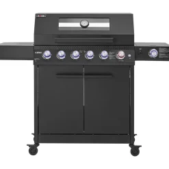 Outlet Kobe Kaasugrilli Premium 6+1, 5 poltinta, sivukeitin, Sear-poltin, lasikansi, musta