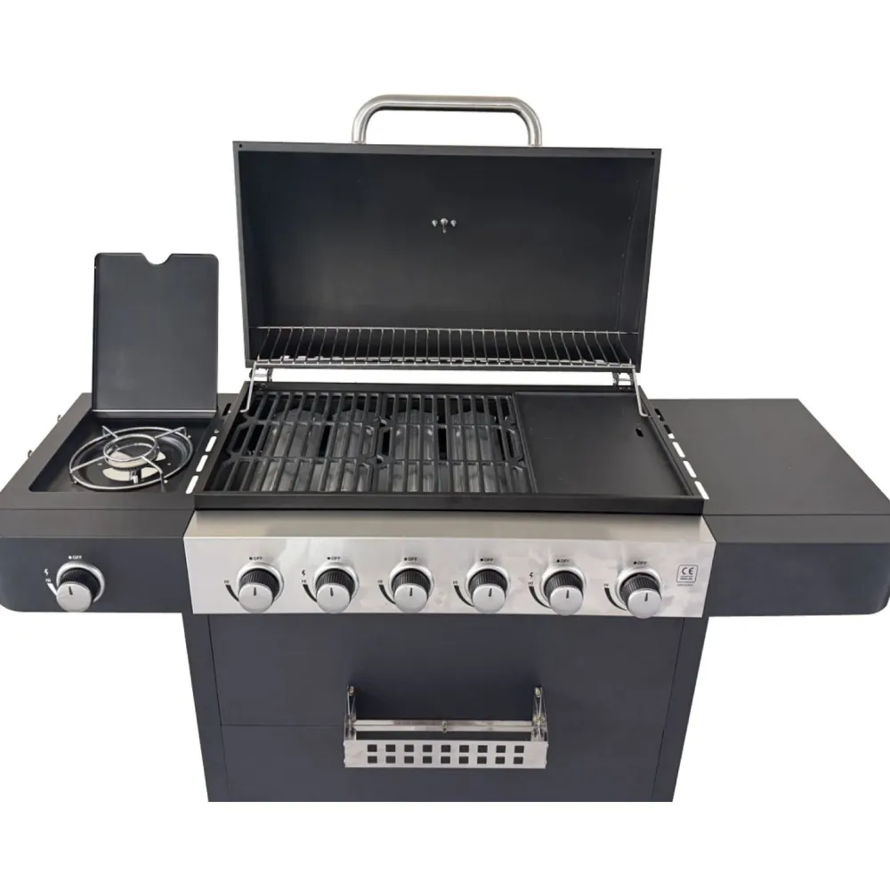 Clearance Lucifer Kaasugrilli Roaster 6.1, 6 poltinta, sivukeitin ja lämpöhylly