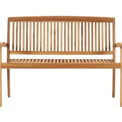 Discount FinePRICE Kahdenistuttava ja pinottava puutarhapenkki 128.5 cm tiikki