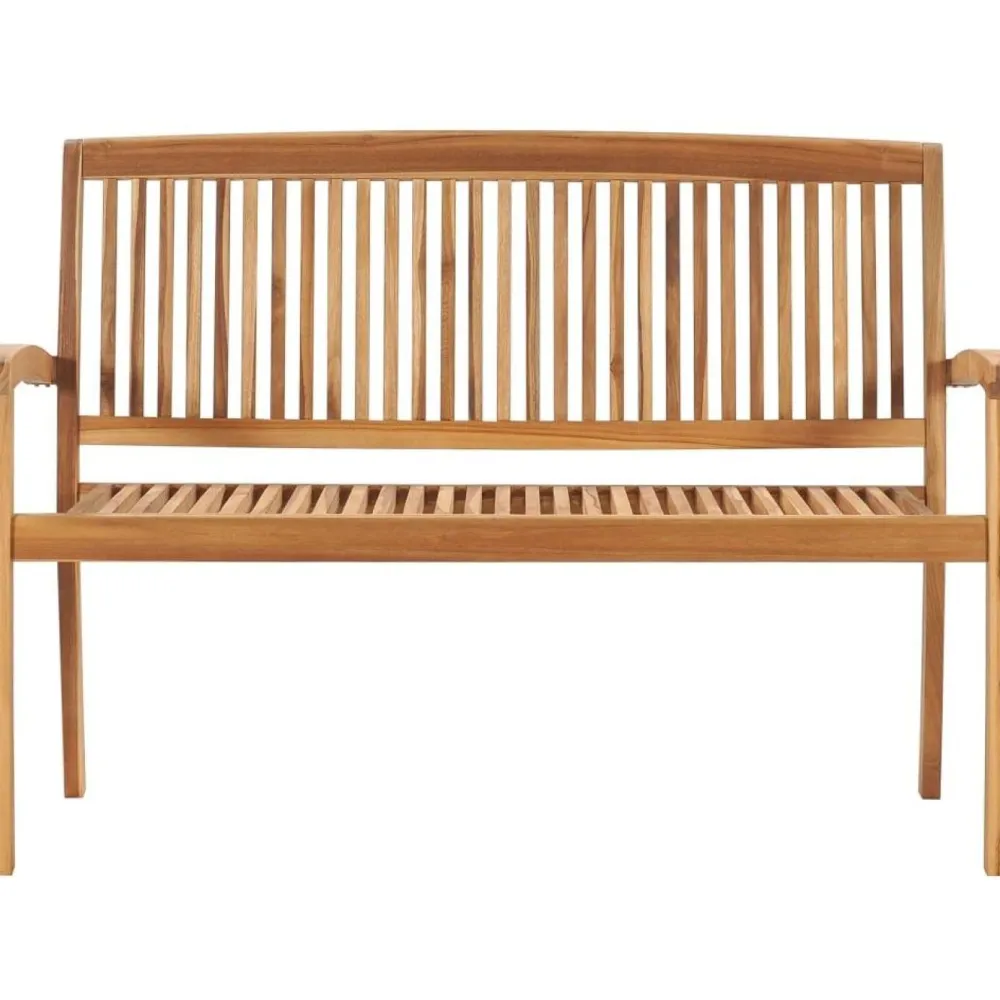 Discount FinePRICE Kahdenistuttava ja pinottava puutarhapenkki 128.5 cm tiikki
