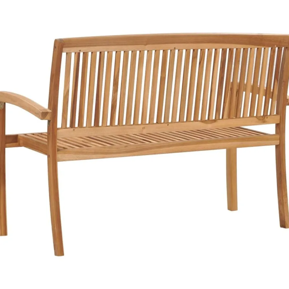 Discount FinePRICE Kahdenistuttava ja pinottava puutarhapenkki 128.5 cm tiikki