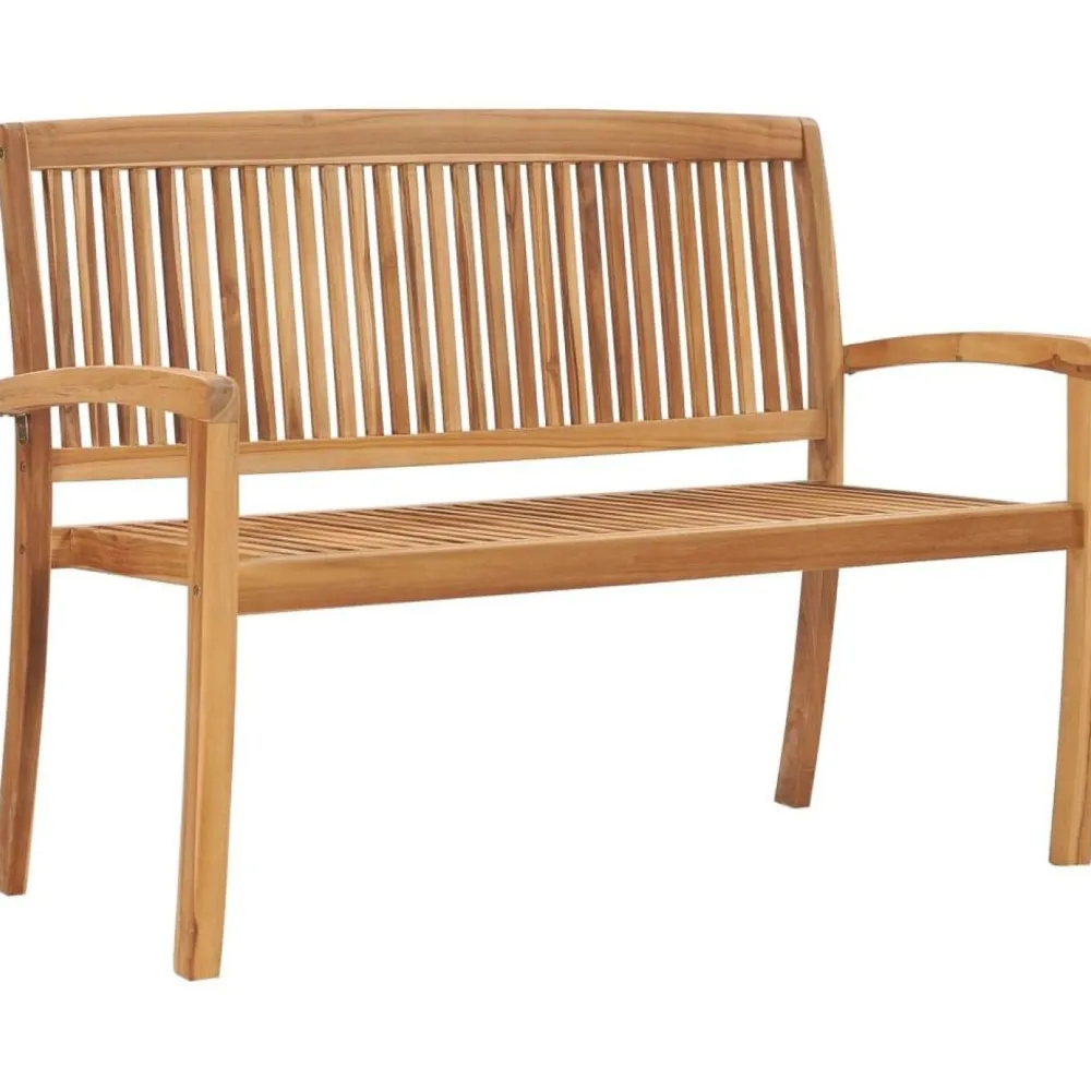 Discount FinePRICE Kahdenistuttava ja pinottava puutarhapenkki 128.5 cm tiikki