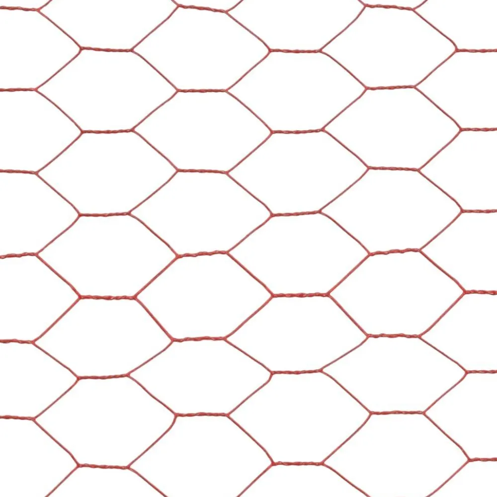 FinePRICE Kanaverkko teräs PVC pinnoitteella silmäkoko 25mm 25x1m punainen