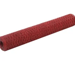 FinePRICE Kanaverkko teräs PVC pinnoitteella silmäkoko 25mm 25x1m punainen