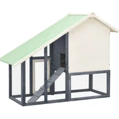 Clearance FinePRICE Kaninkoppi harmaa ja valkoinen 140x63x120 cm täysi mänty