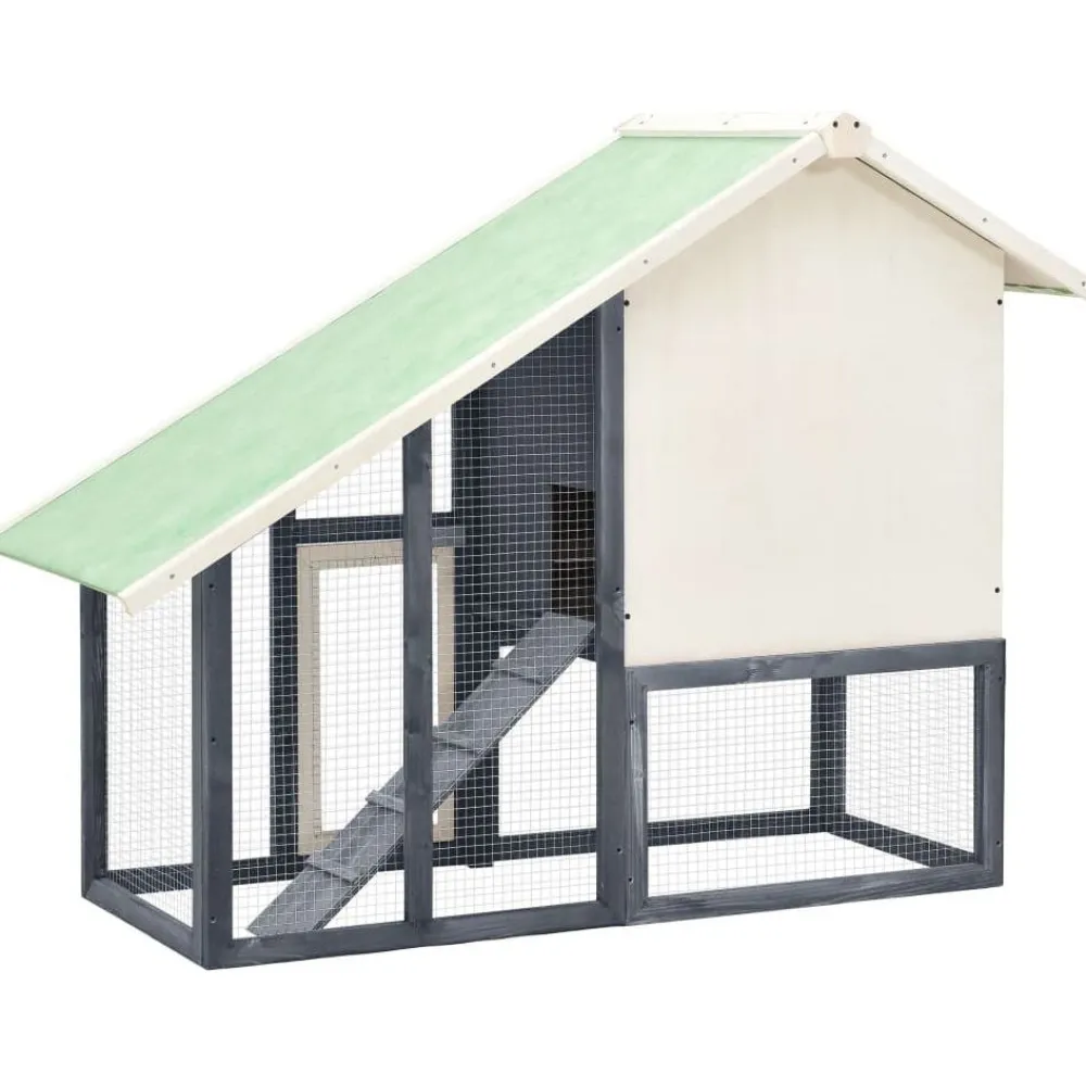 Clearance FinePRICE Kaninkoppi harmaa ja valkoinen 140x63x120 cm täysi mänty