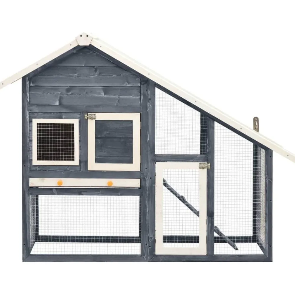 Clearance FinePRICE Kaninkoppi harmaa ja valkoinen 140x63x120 cm täysi mänty
