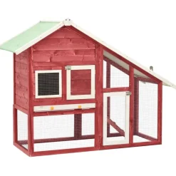 Clearance FinePRICE Kaninkoppi punainen ja valkoinen 140x63x120 cm täysi mänty