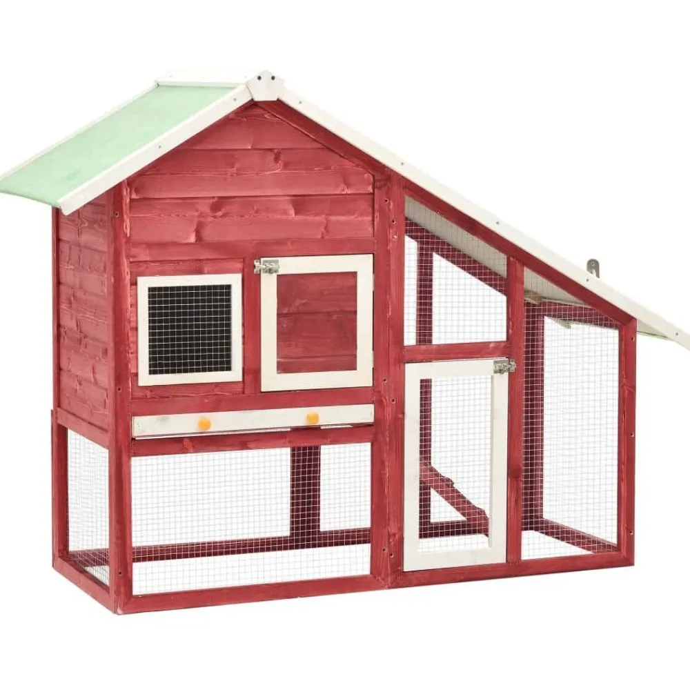 Clearance FinePRICE Kaninkoppi punainen ja valkoinen 140x63x120 cm täysi mänty