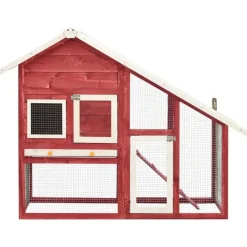 Clearance FinePRICE Kaninkoppi punainen ja valkoinen 140x63x120 cm täysi mänty