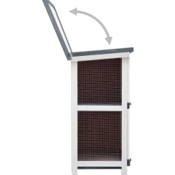 Clearance FinePRICE Kanin ulkohäkki, 4 ovea, 90x90x45cm, harmaa puu