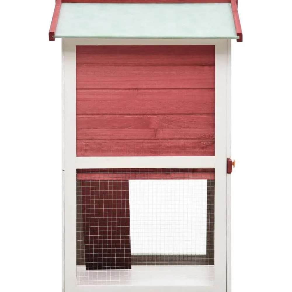 Discount FinePRICE Kanin ulkohäkki, 3 ovea, 98x94x60cm, punainen puu
