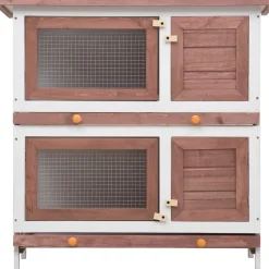 Outlet FinePRICE Kanin ulkohäkki, 4 ovea, 90x90x45cm, ruskea puu