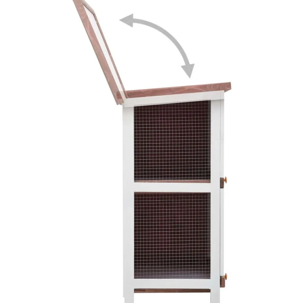 Outlet FinePRICE Kanin ulkohäkki, 4 ovea, 90x90x45cm, ruskea puu