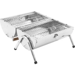 Hot FinePRICE Kannettava pöytägrilli ruostumaton teräs 2 ritilää