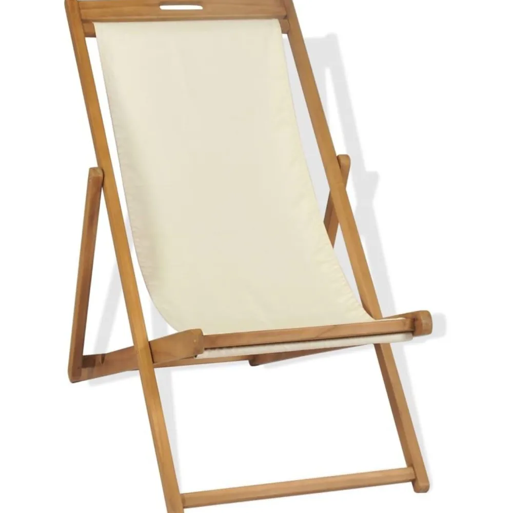 Clearance FinePRICE Kansituoli tiikki 56x105x96 cm kerma
