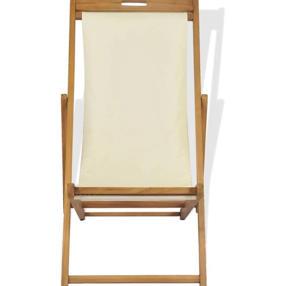 Clearance FinePRICE Kansituoli tiikki 56x105x96 cm kerma