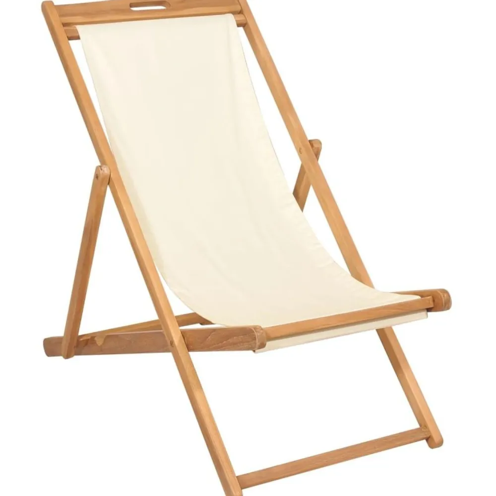 Clearance FinePRICE Kansituoli tiikki 56x105x96 cm kerma