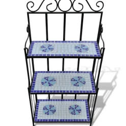 FinePRICE Kasvihylly mosaiikkikuvio sininen ja valkoinen