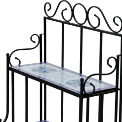 FinePRICE Kasvihylly mosaiikkikuvio sininen ja valkoinen