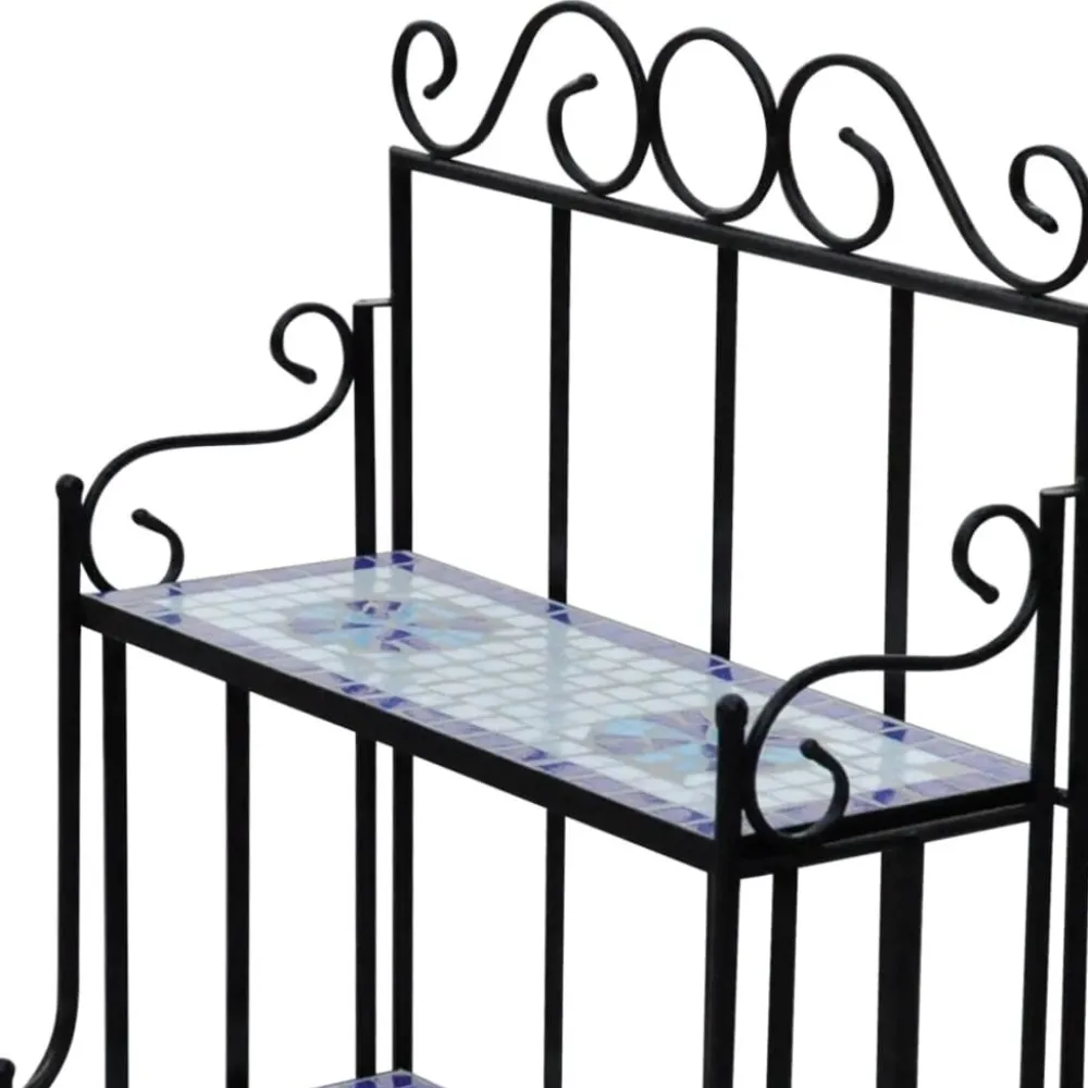 FinePRICE Kasvihylly mosaiikkikuvio sininen ja valkoinen