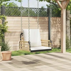 Outlet FinePRICE Keinun tuoli tyynyillä 63x58x39 cm polyrottinki ja teräs (09297)