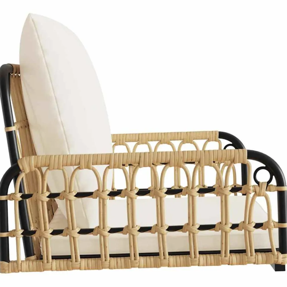 Outlet FinePRICE Keinun tuoli tyynyillä 63x58x39 cm polyrottinki ja teräs (09297)