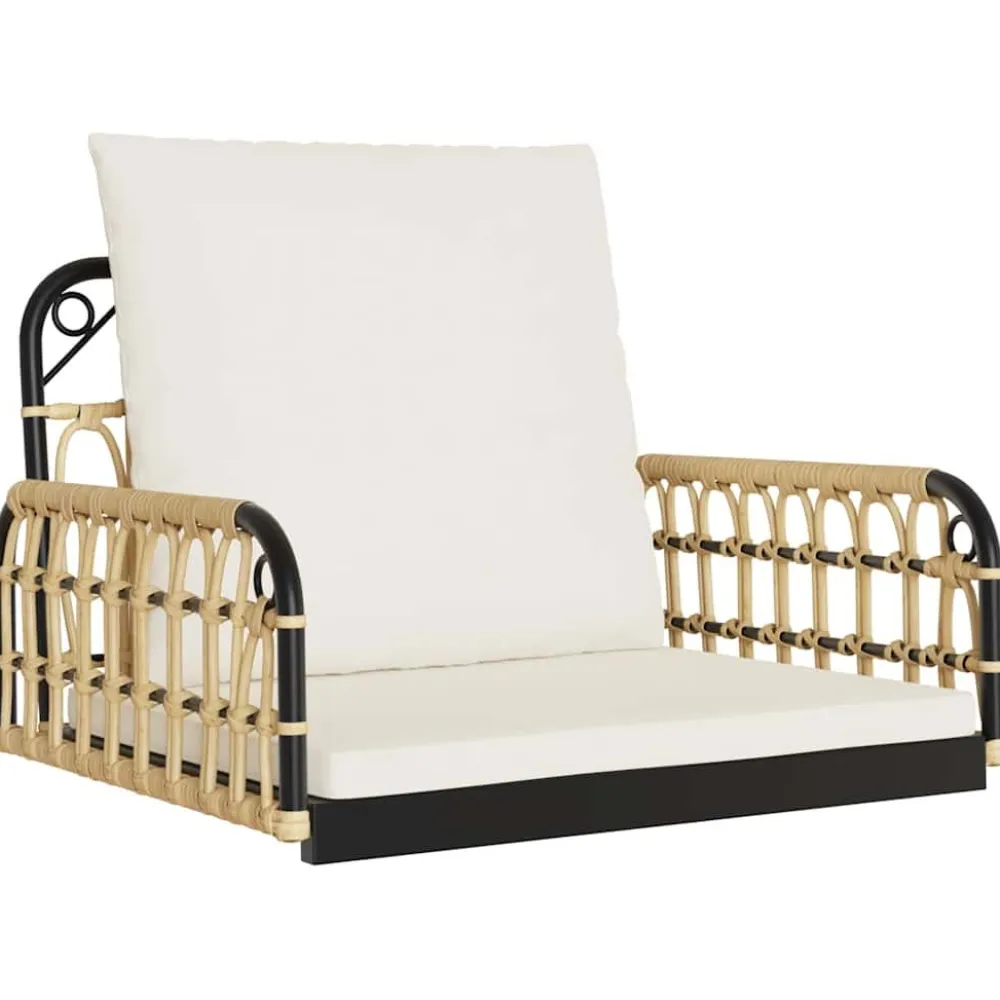 Outlet FinePRICE Keinun tuoli tyynyillä 63x58x39 cm polyrottinki ja teräs (09297)
