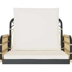 Outlet FinePRICE Keinun tuoli tyynyillä 63x58x39 cm polyrottinki ja teräs (09297)