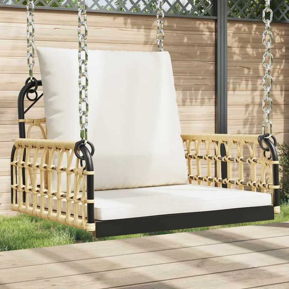 Outlet FinePRICE Keinun tuoli tyynyillä 63x58x39 cm polyrottinki ja teräs (09297)