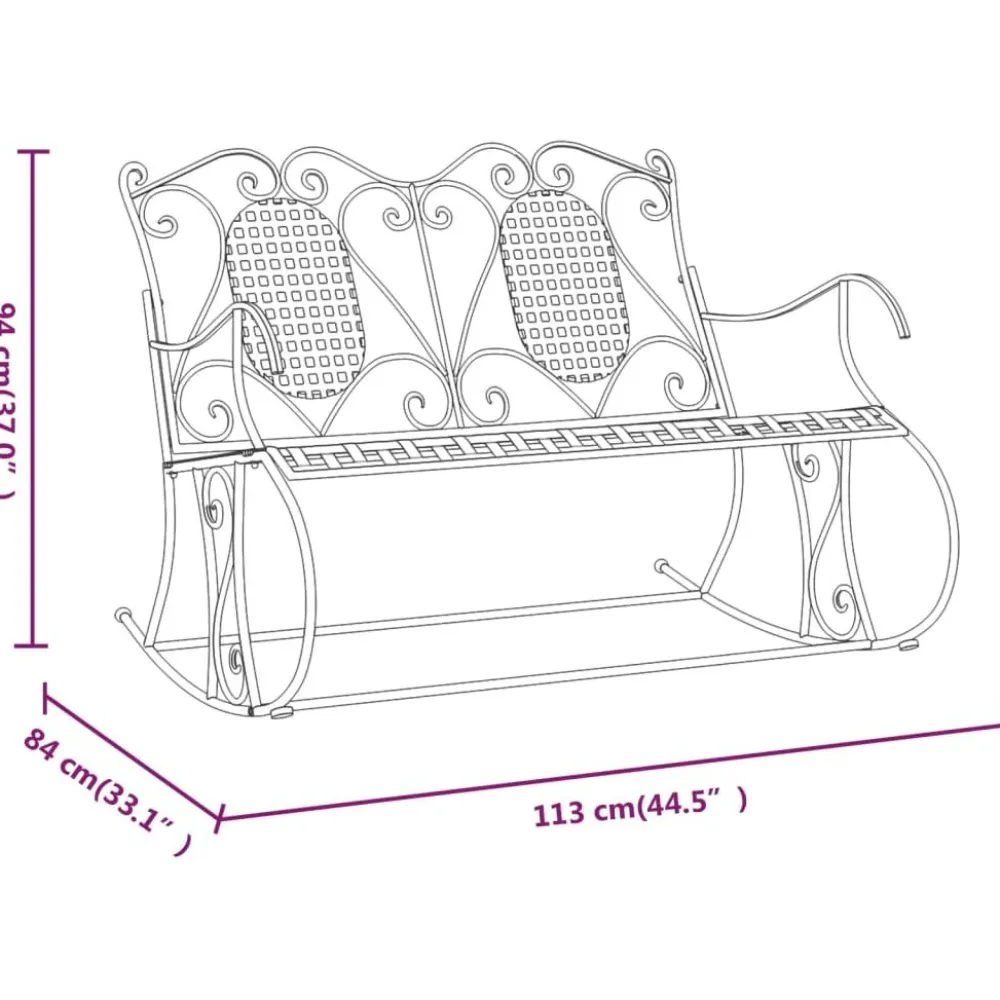 Outlet FinePRICE Keinupenkki 84 cm musta teräs
