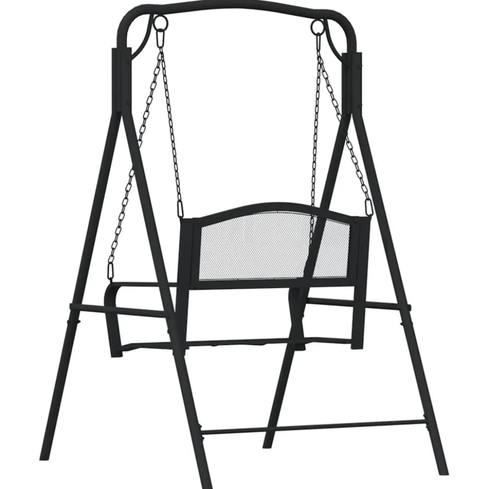Hot FinePRICE Keinupenkki 124 cm musta teräs