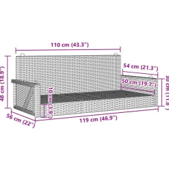 Clearance FinePRICE Keinupenkki musta polyrottinki 119x56x48 cm (65625)