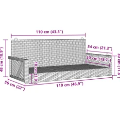 Clearance FinePRICE Keinupenkki musta polyrottinki 119x56x48 cm (65625)