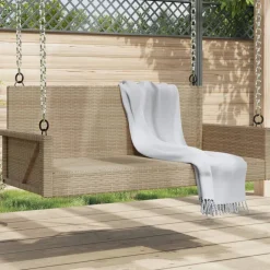 Clearance FinePRICE Keinupenkki musta polyrottinki 119x56x48 cm (65625)