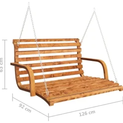 Best FinePRICE Keinupenkki tiikkiviimeistelty taivutettu puu 126x92x63cm