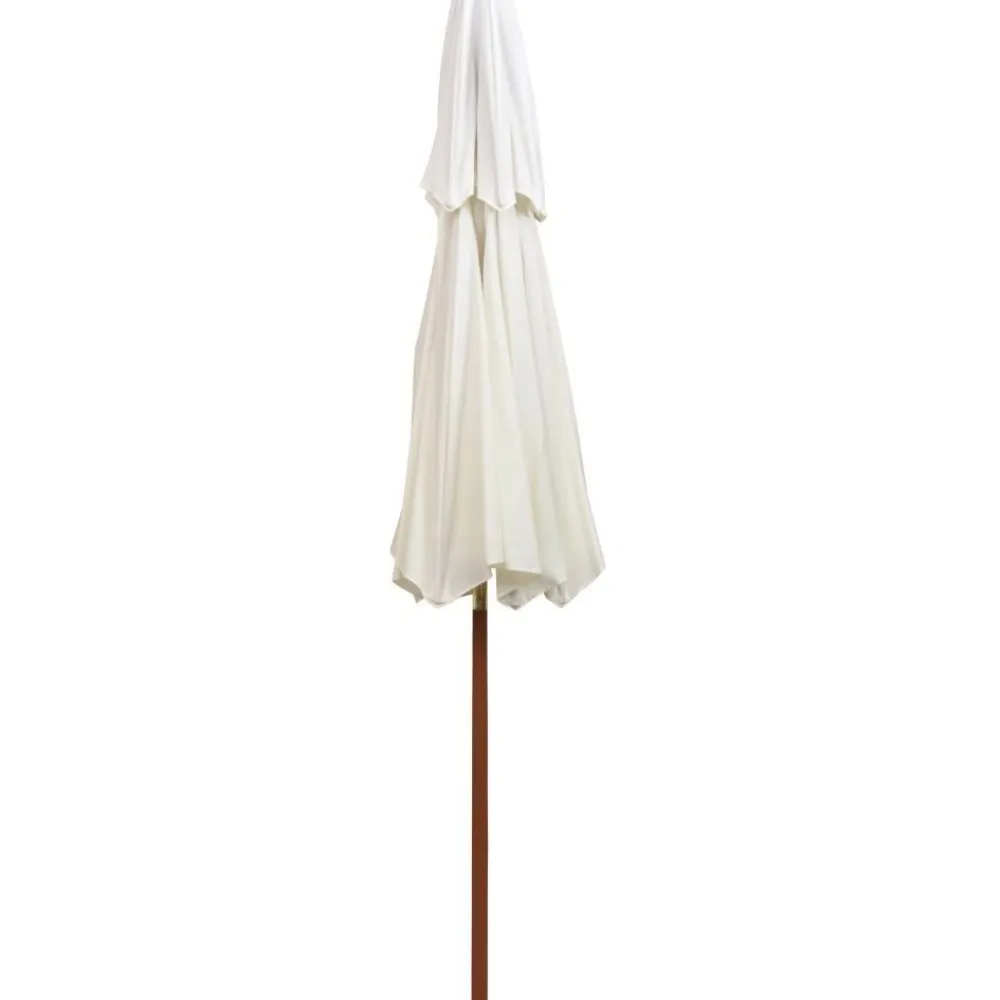 Outlet FinePRICE 2-kerroksinen aurinkovarjo 270x270cm puutanko kermanvalkoinen