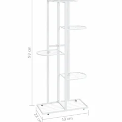 New FinePRICE 4-kerroksinen kukkateline 43x22x76 cm valkoinen metalli