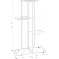 New FinePRICE 4-kerroksinen kukkateline 43x22x76 cm valkoinen metalli