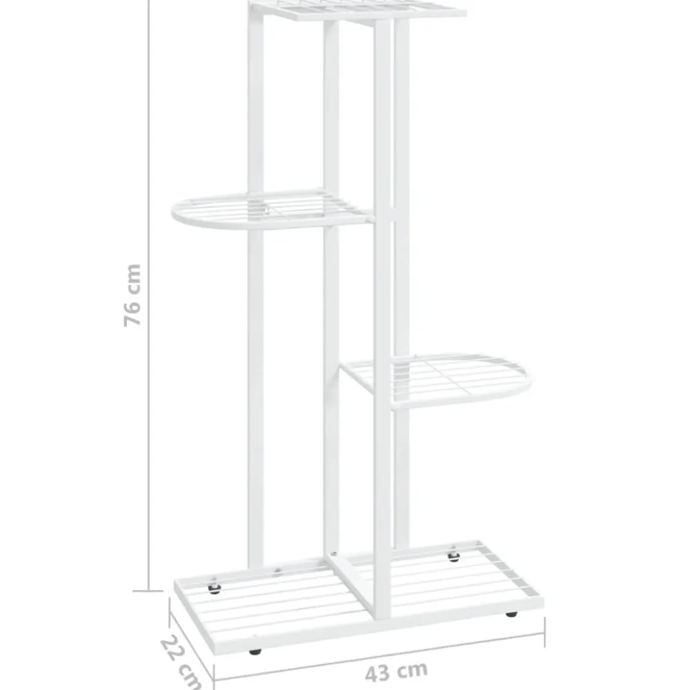 New FinePRICE 4-kerroksinen kukkateline 43x22x76 cm valkoinen metalli