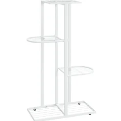 New FinePRICE 4-kerroksinen kukkateline 43x22x76 cm valkoinen metalli