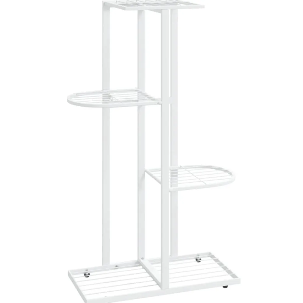 New FinePRICE 4-kerroksinen kukkateline 43x22x76 cm valkoinen metalli